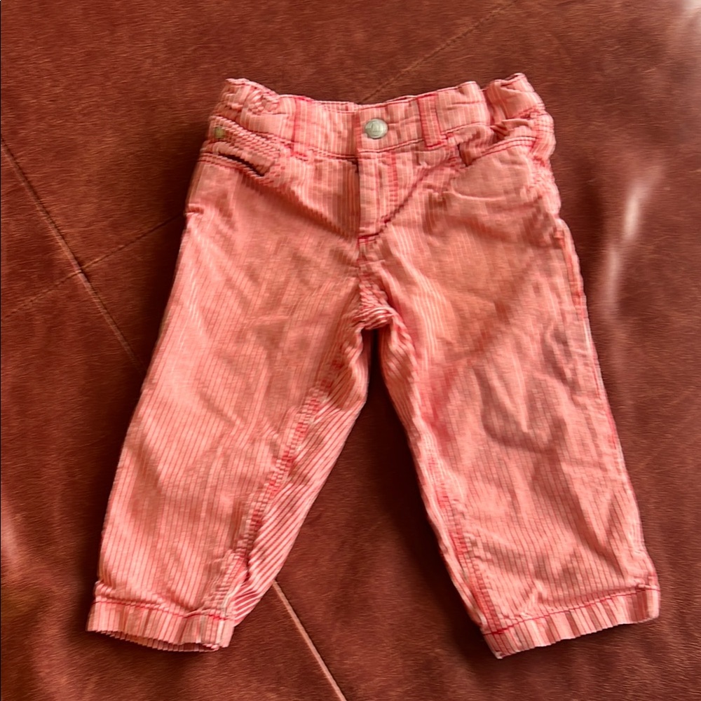 Petit Bateau Red and White Striped Pants